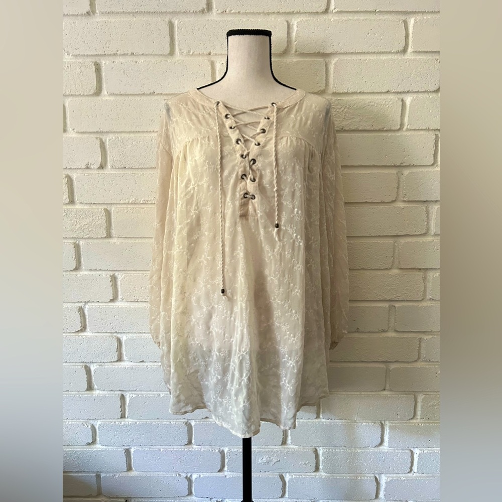 Long sleeve plus size embroidery bohemian chic shirt